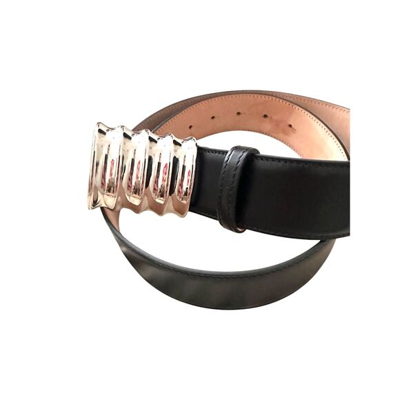 KHAITE Julius Black Leather Belt Silver Buckle 85 main image 6